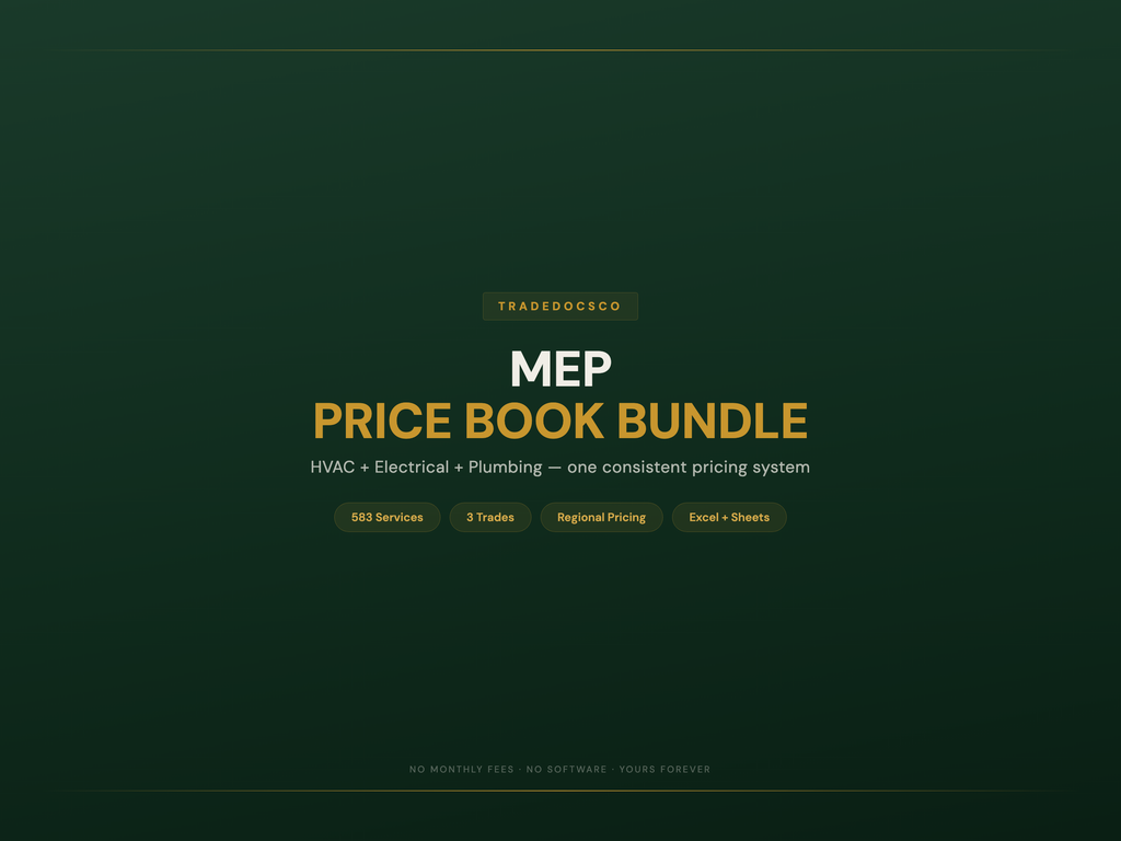 MEP Price Book Bundle — product overview title card
