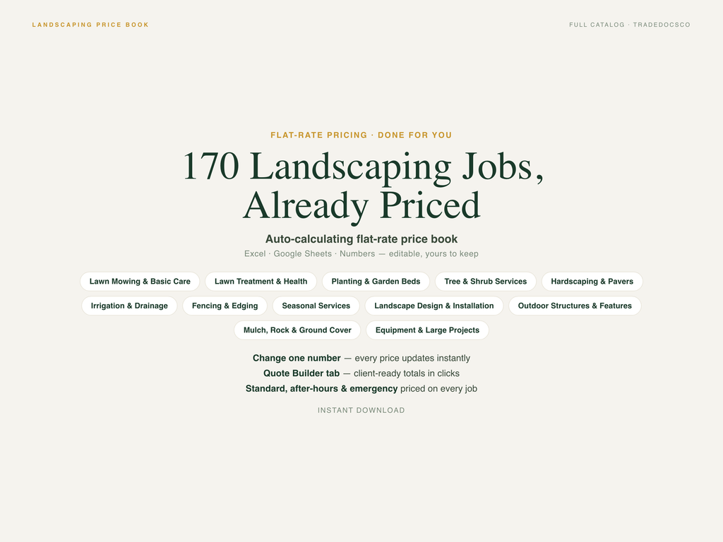 Landscaping Flat Rate Price Book — product overview title card
