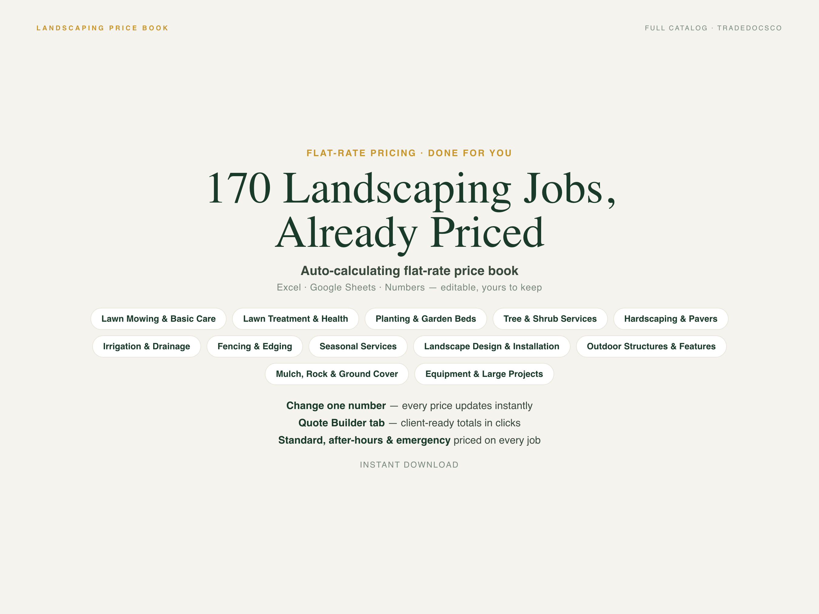 Landscaping Flat Rate Price Book — product overview title card