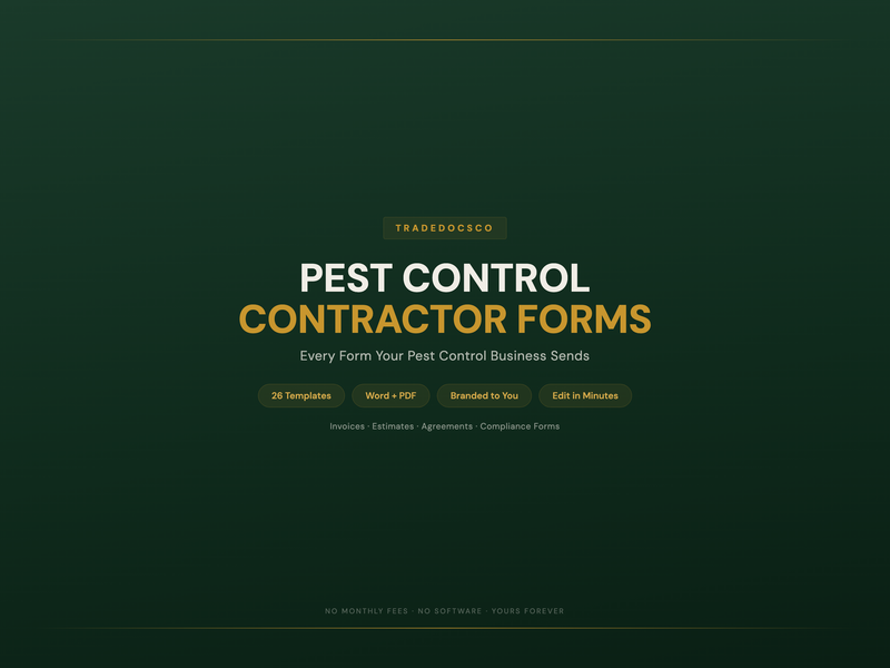 Pest Control Contractor Forms — product overview title card