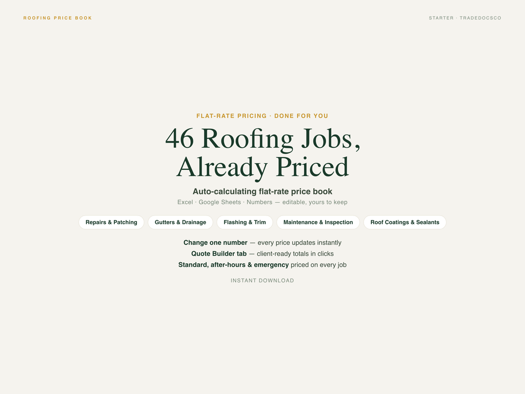 Roofing Flat Rate Price Book — product overview title card