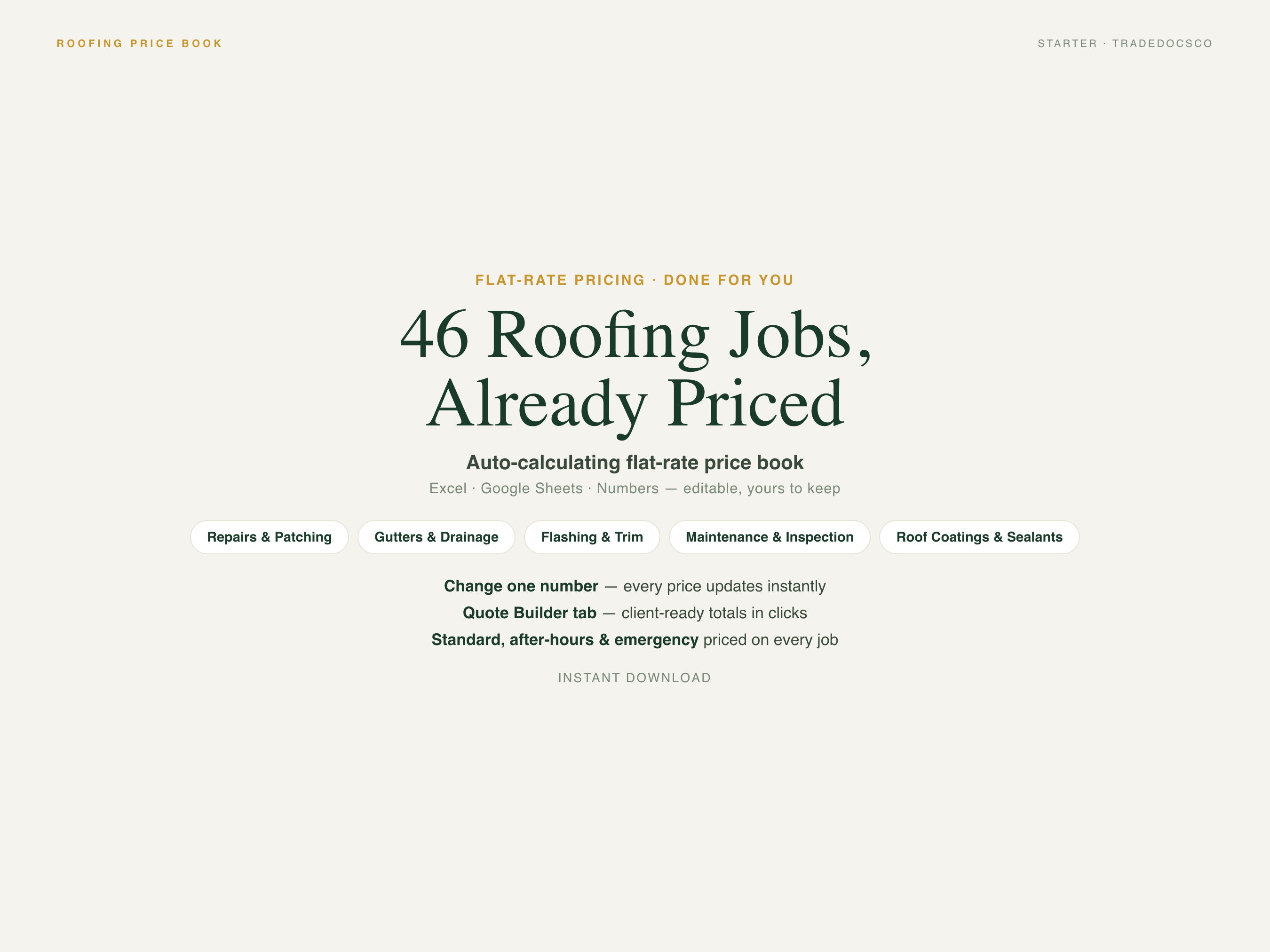 Roofing Flat Rate Price Book — product overview title card