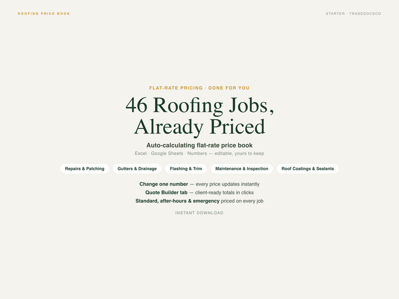 Roofing Flat Rate Price Book — product overview title card