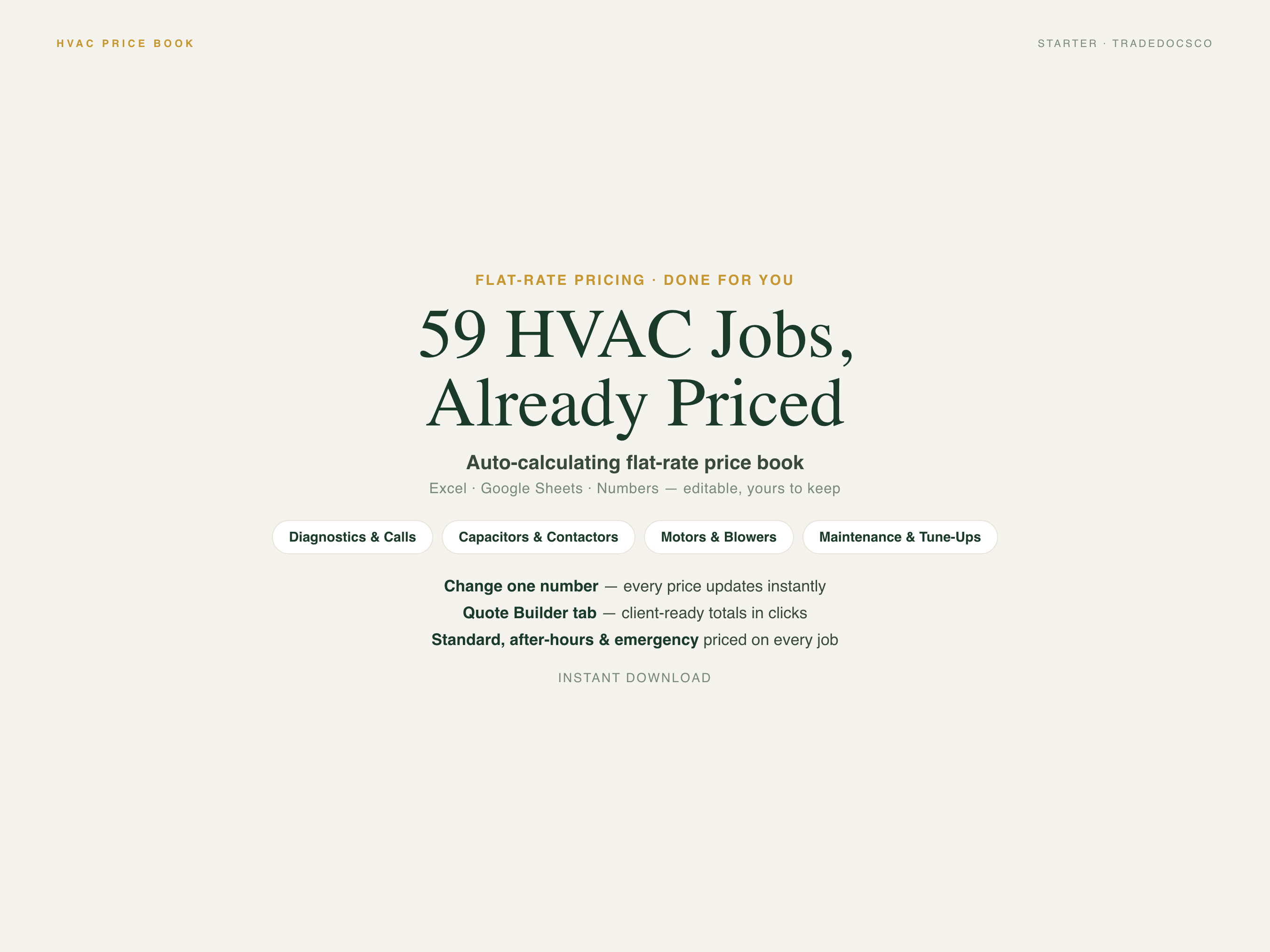 HVAC Flat Rate Price Book — product overview title card