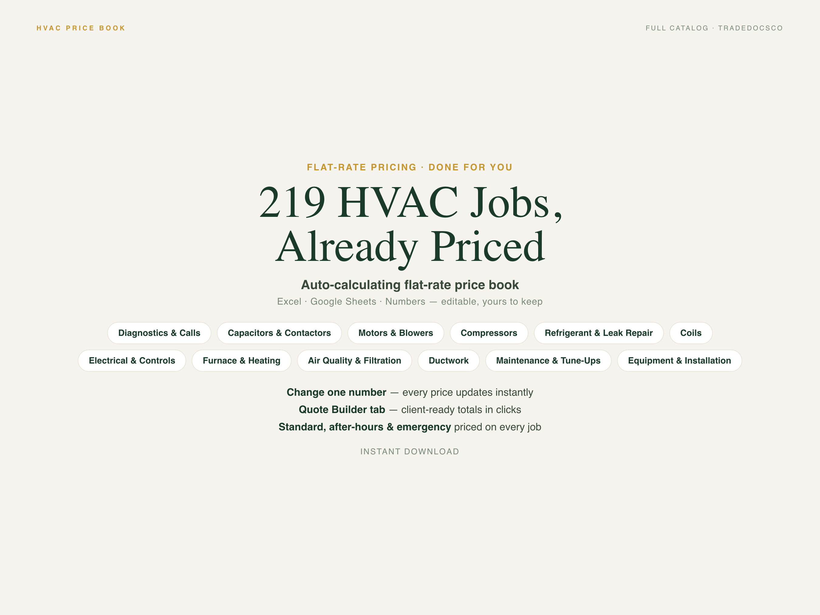 HVAC Flat Rate Price Book — product overview title card