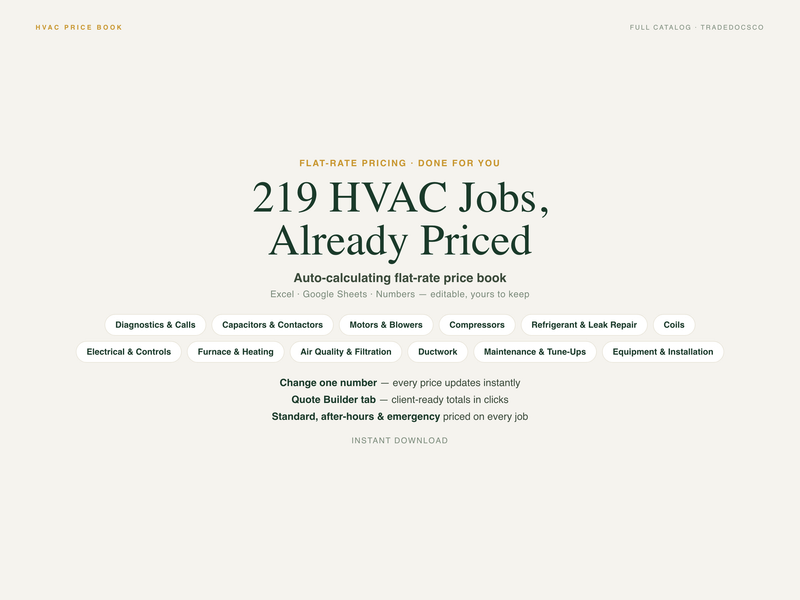 HVAC Flat Rate Price Book — product overview title card