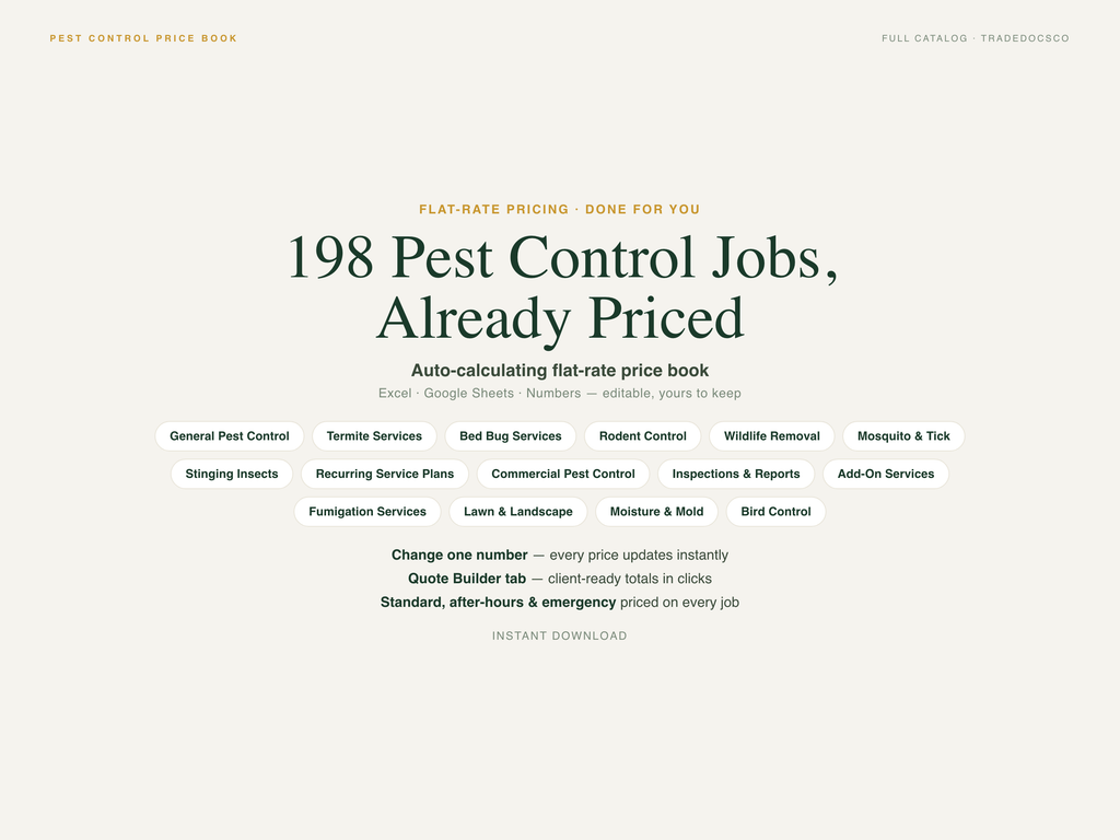 Pest Control Flat Rate Price Book — product overview title card