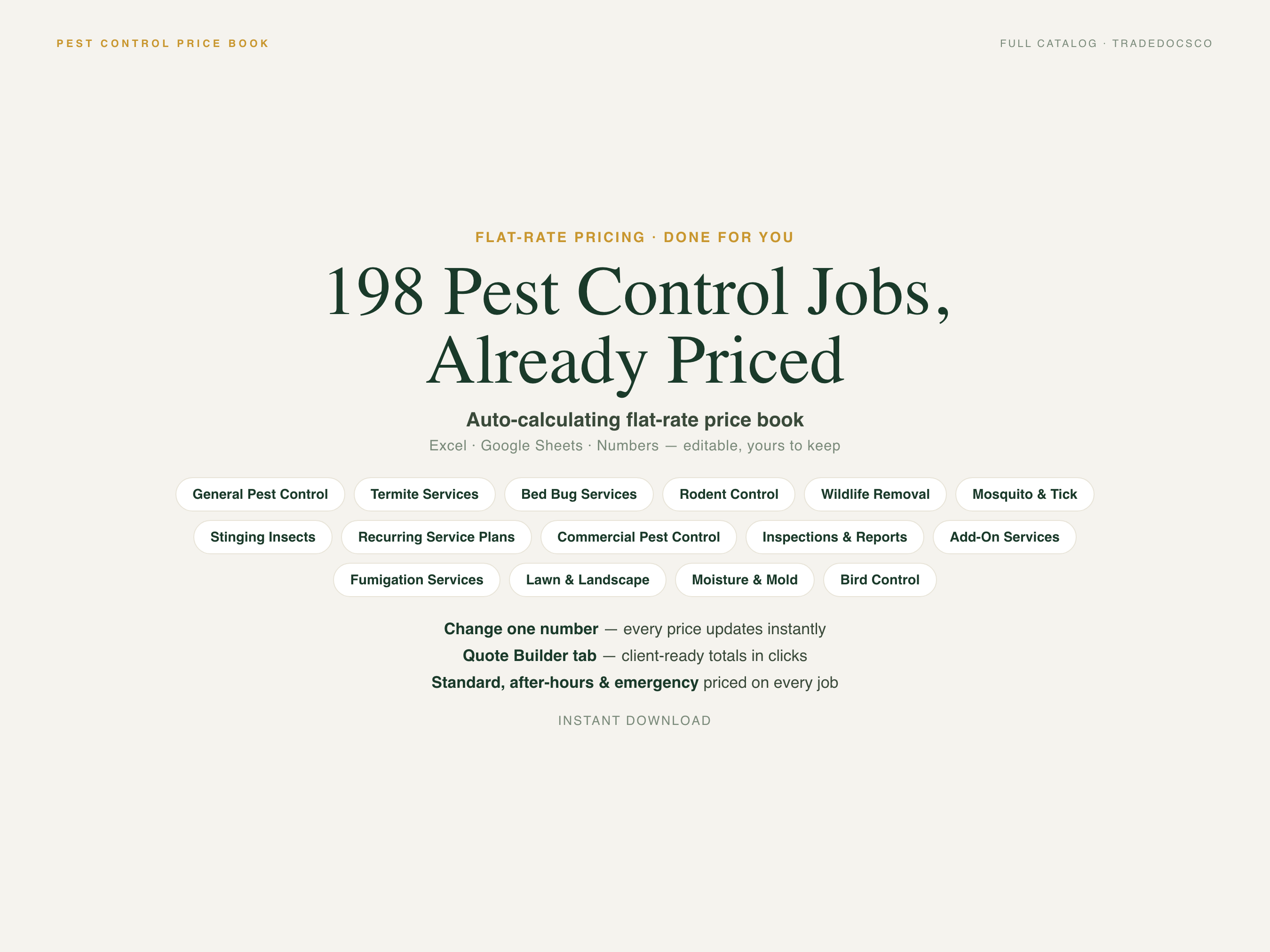 Pest Control Flat Rate Price Book — product overview title card