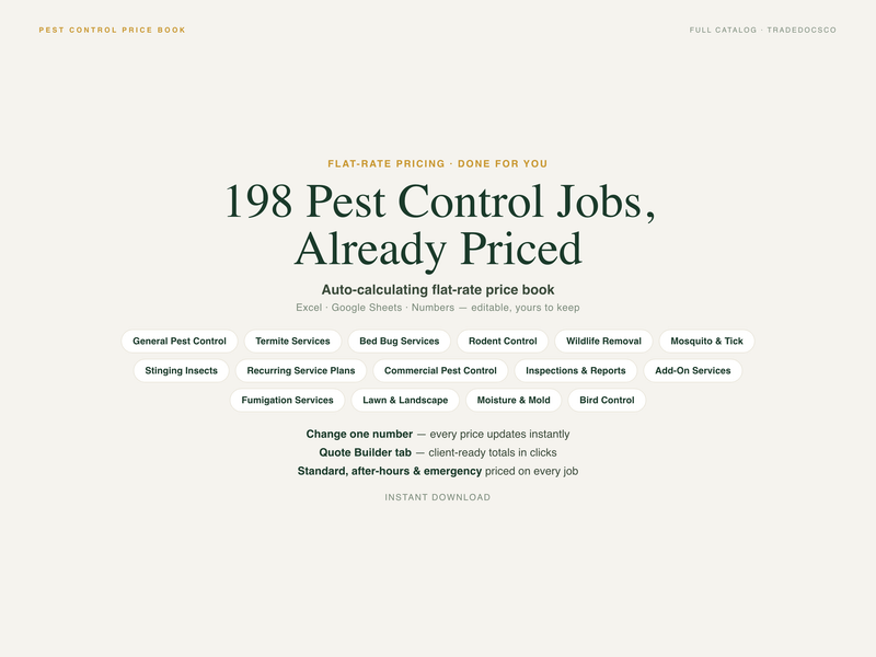 Pest Control Flat Rate Price Book — product overview title card