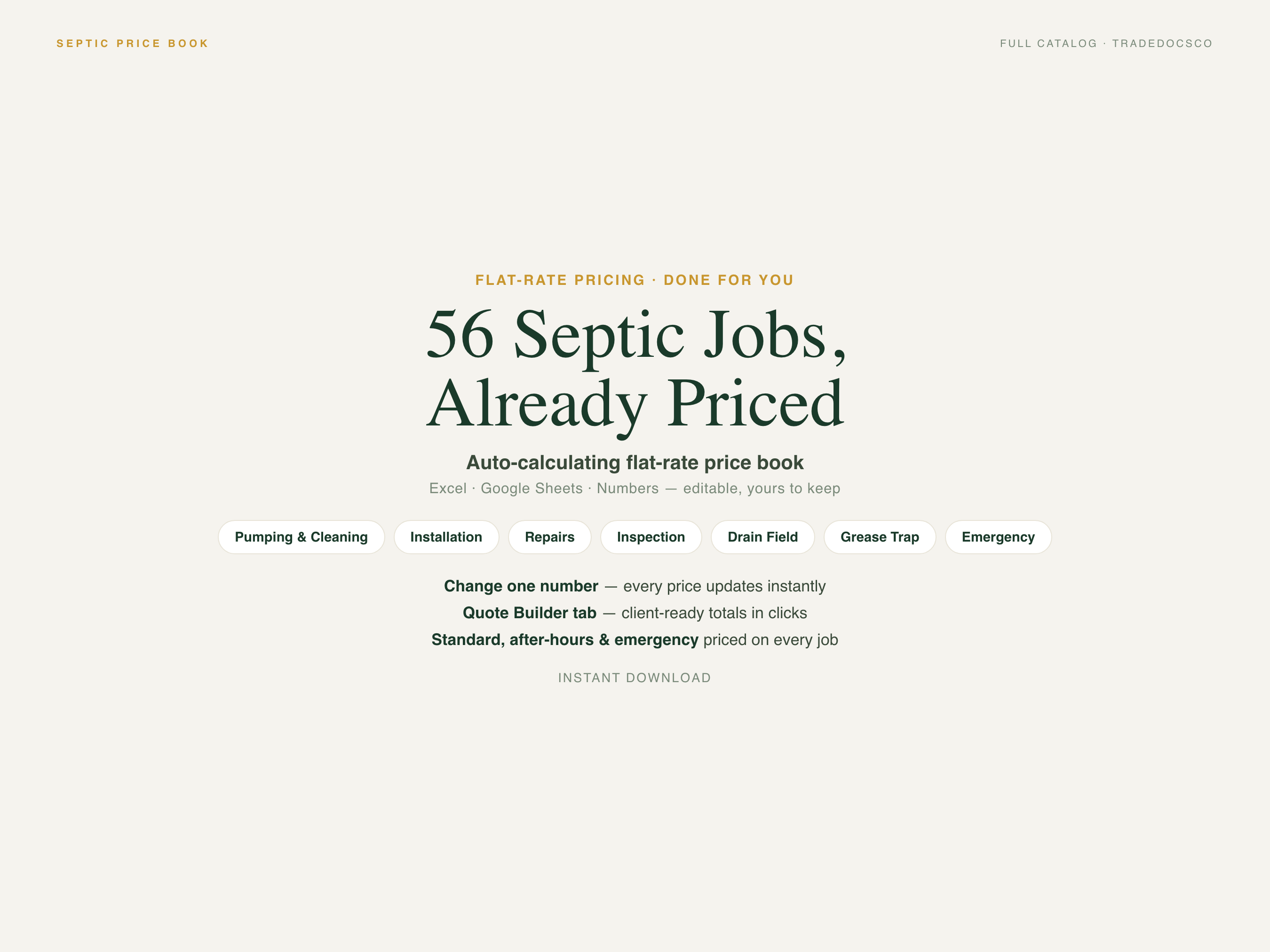 Septic Flat Rate Price Book — product overview title card
