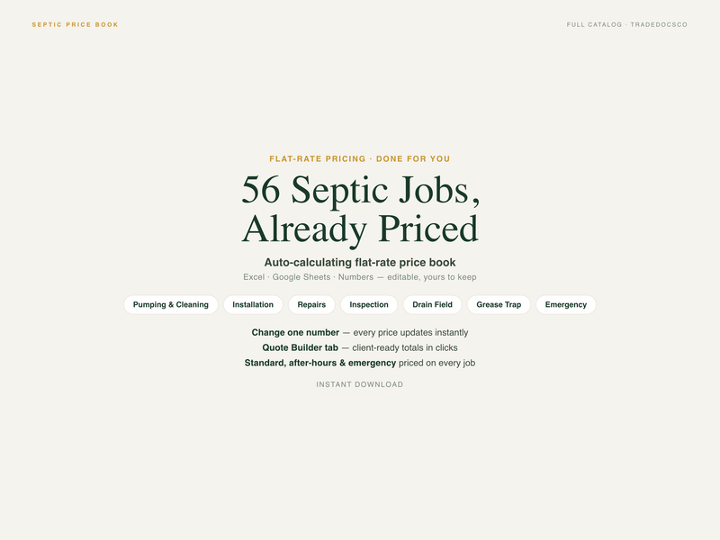Septic Flat Rate Price Book — product overview title card