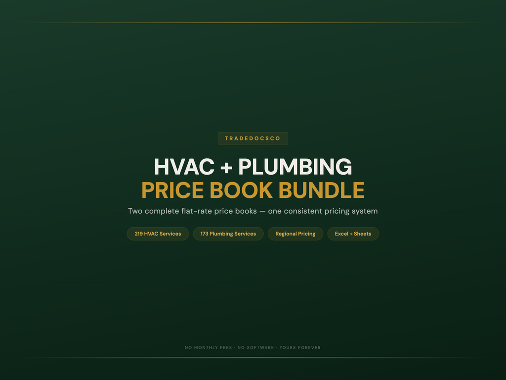 HVAC + Plumbing Price Book Bundle — product overview title card