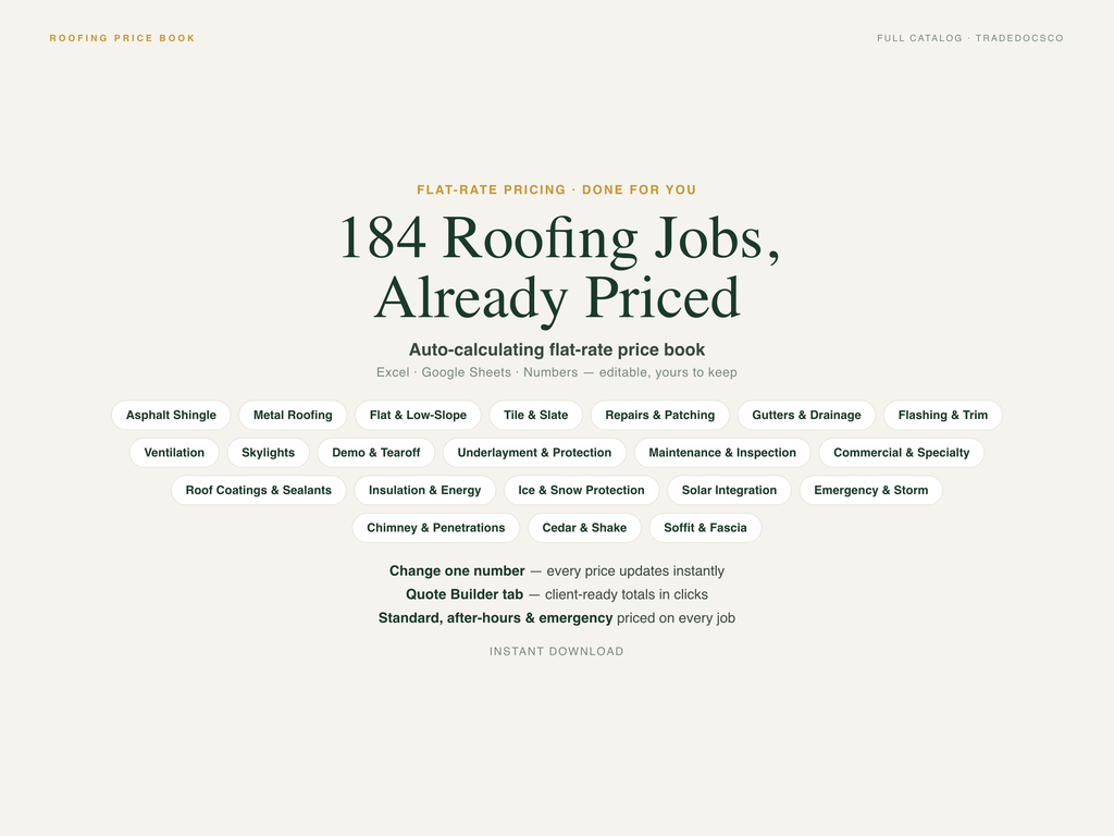 Roofing Flat Rate Price Book — product overview title card
