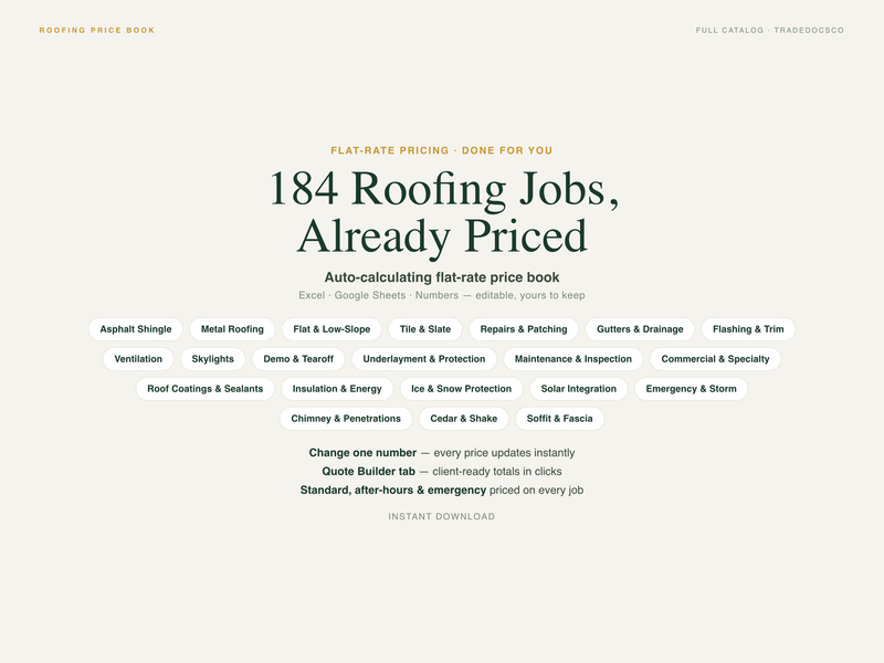 Roofing Flat Rate Price Book — product overview title card