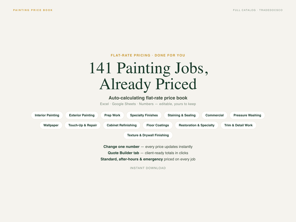 Painting Flat Rate Price Book — product overview title card