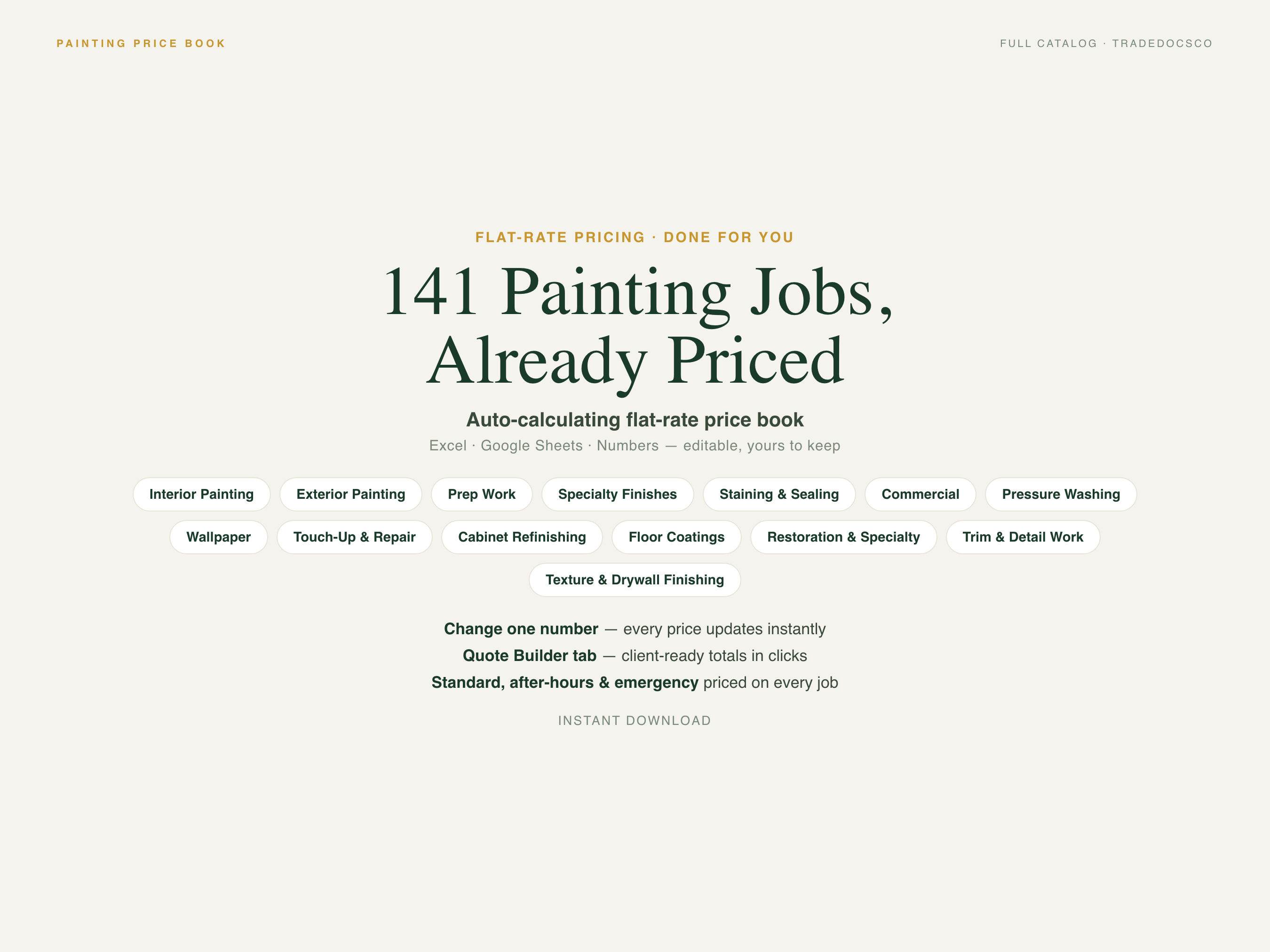Painting Flat Rate Price Book — product overview title card