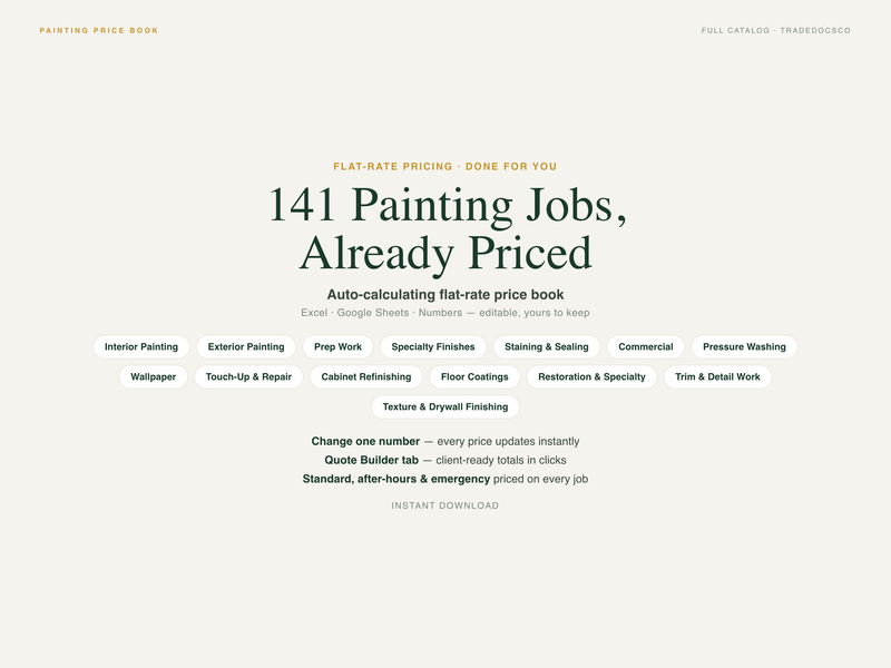 Painting Flat Rate Price Book — product overview title card