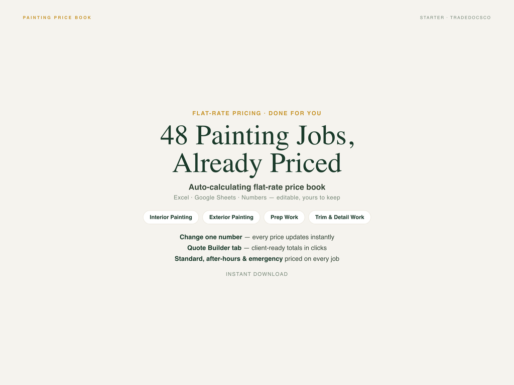 Painting Flat Rate Price Book — product overview title card