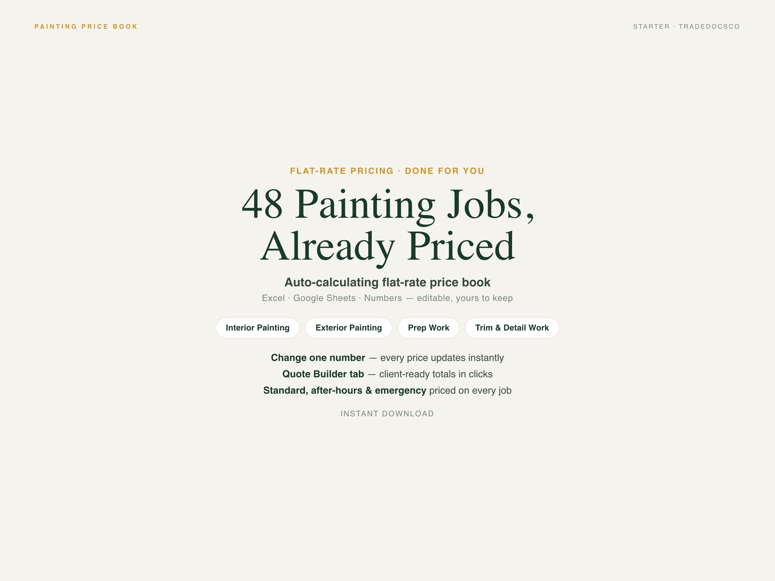 Painting Flat Rate Price Book — product overview title card