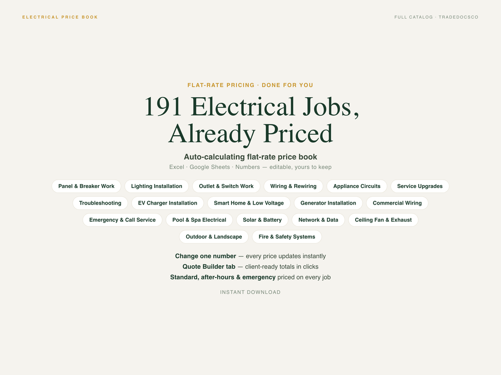 Electrical Flat Rate Price Book — product overview title card