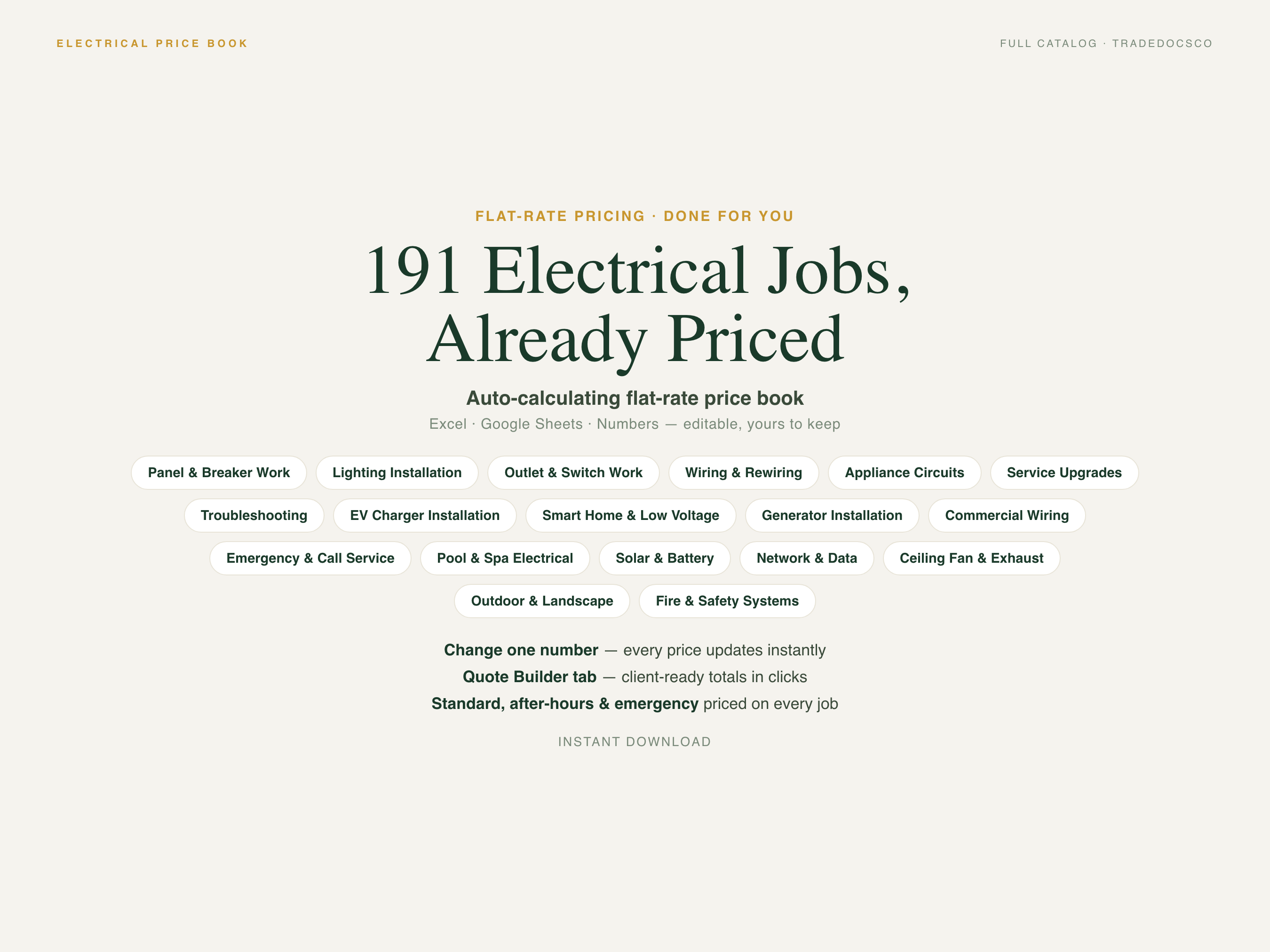 Electrical Flat Rate Price Book — product overview title card