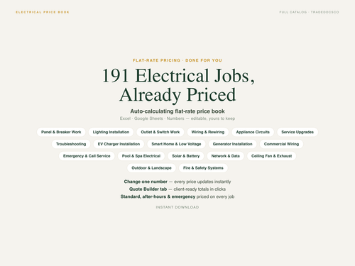 Electrical Flat Rate Price Book — product overview title card