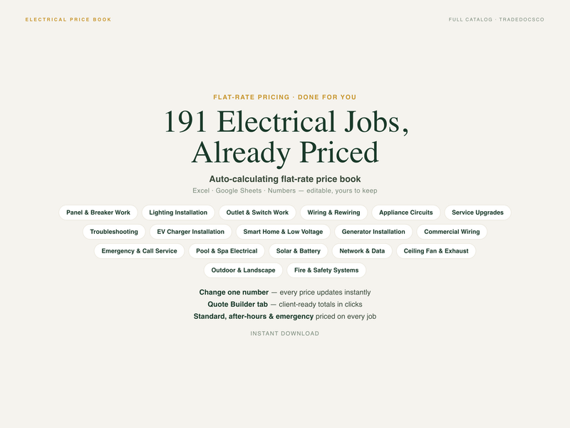 Electrical Flat Rate Price Book — product overview title card