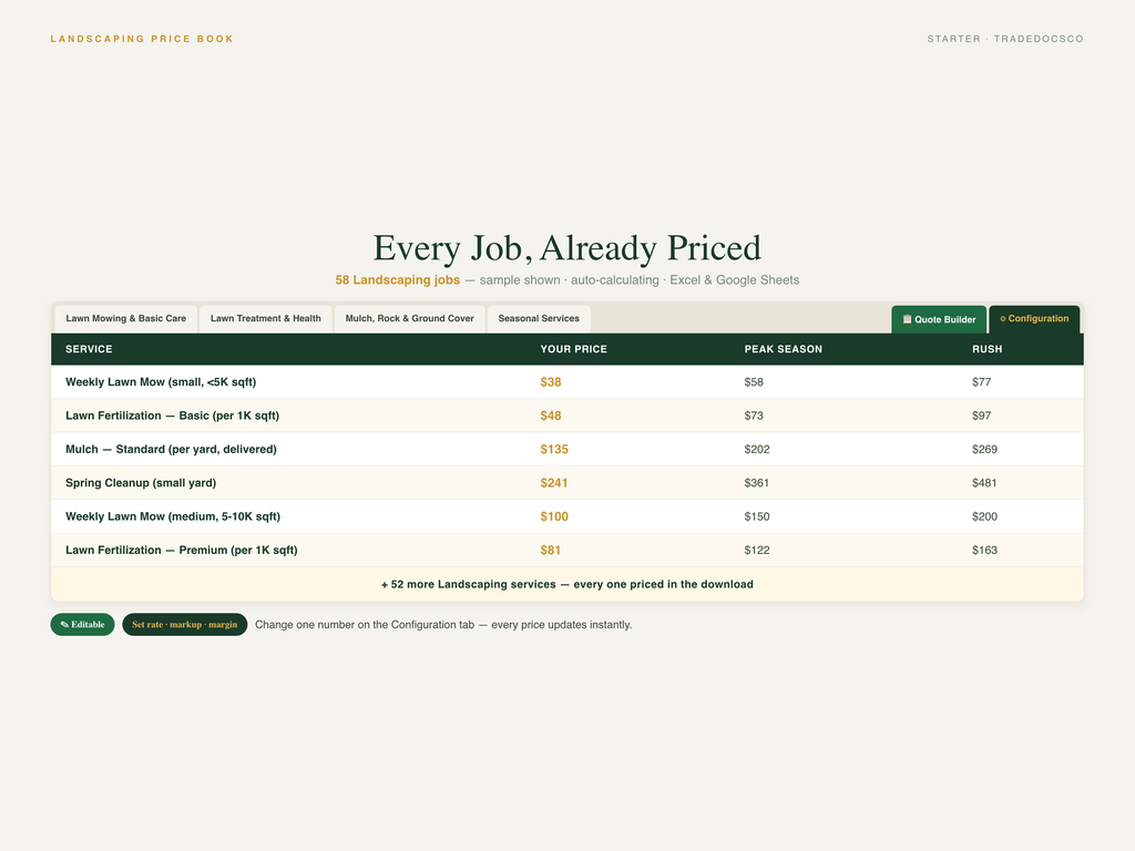 Landscaping Price Book — document preview grid