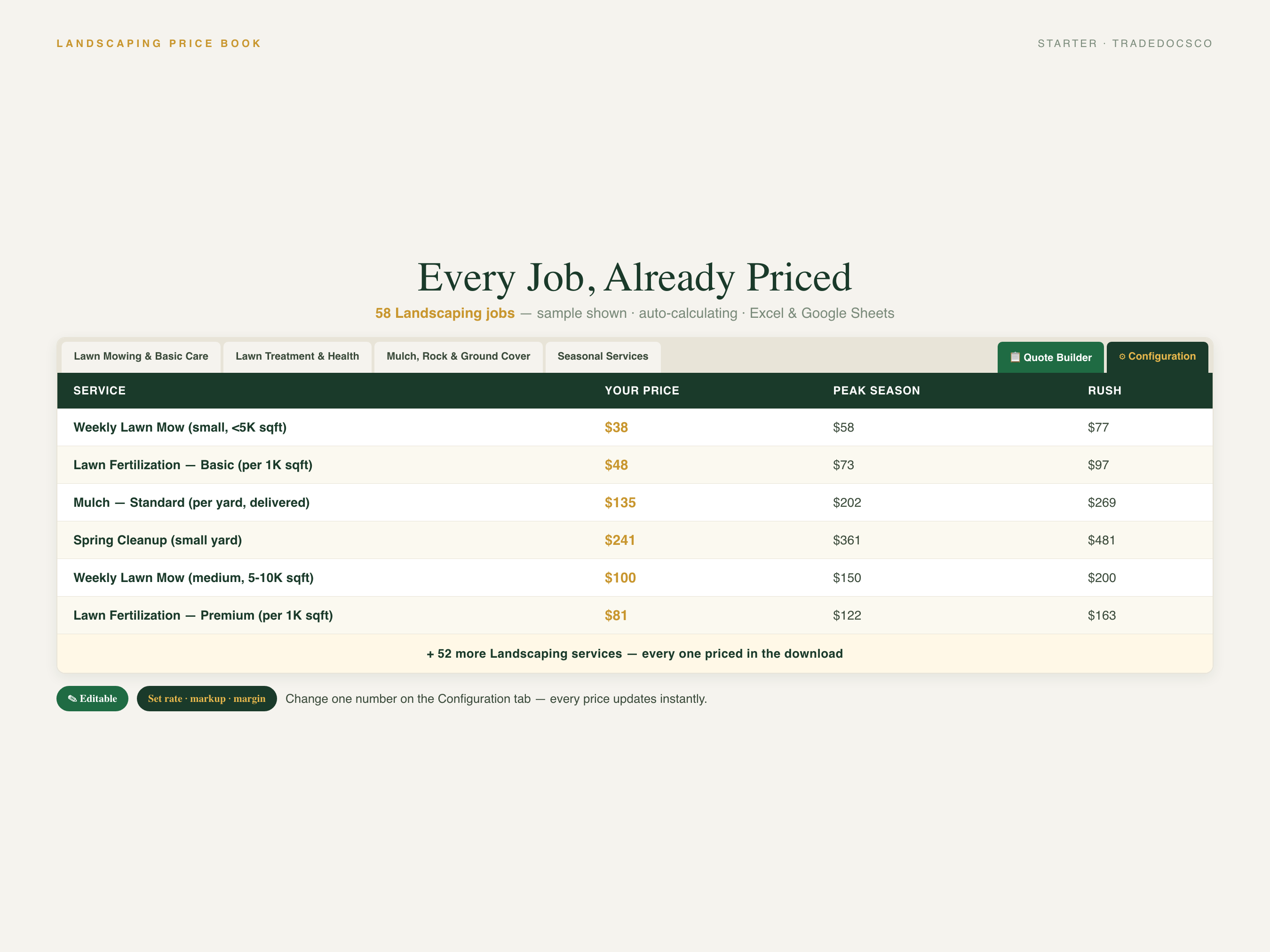 Landscaping Price Book — document preview grid