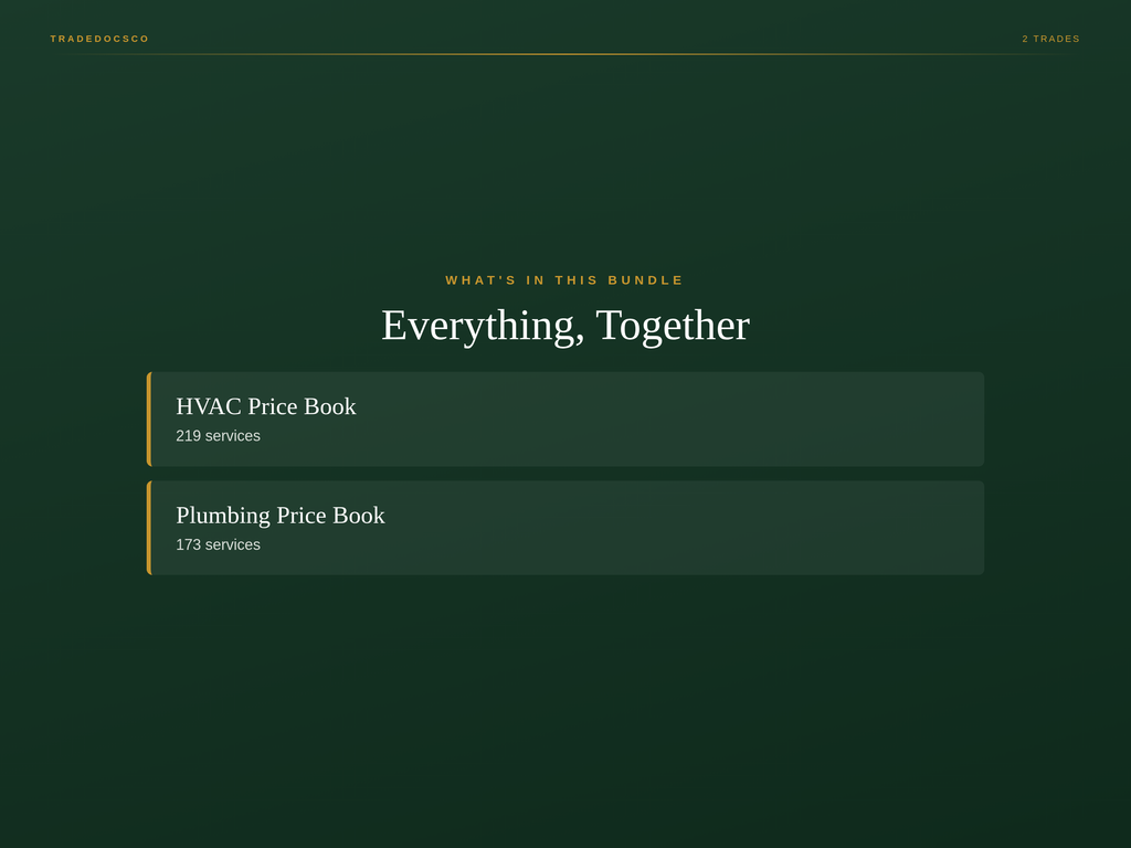 HVAC + Plumbing Price Book Bundle — included files and features