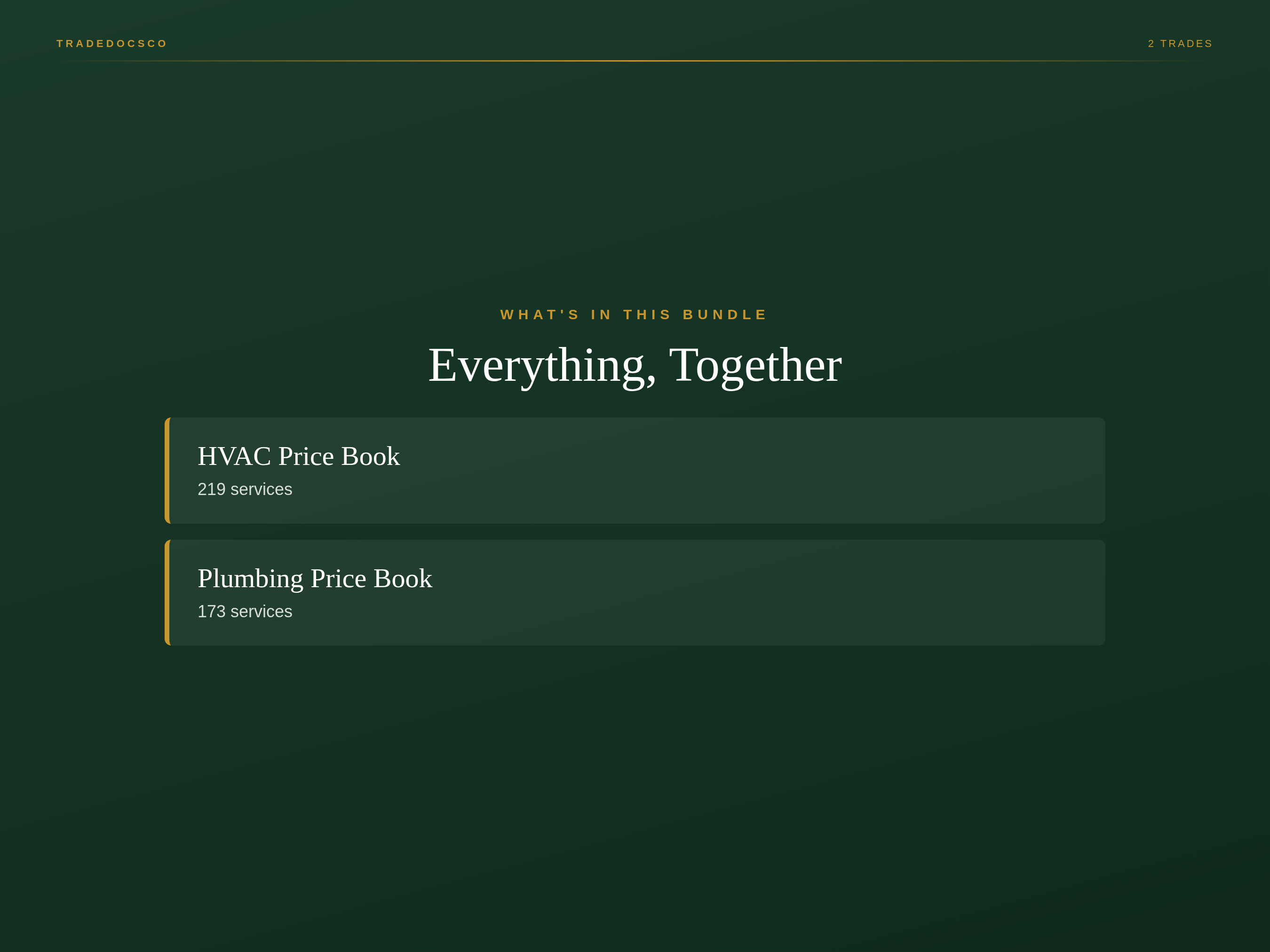 HVAC + Plumbing Price Book Bundle — included files and features