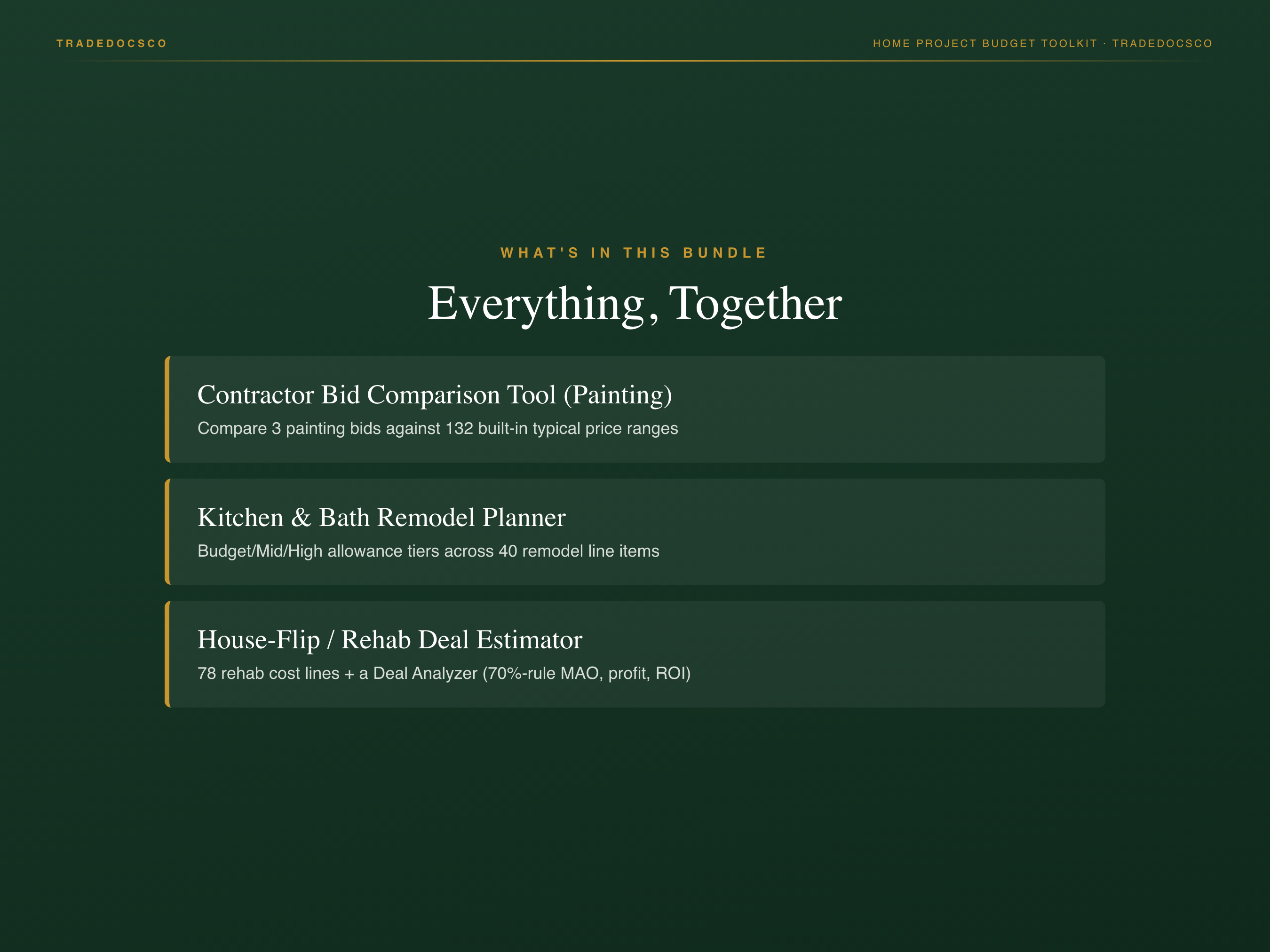 Home Project Budget Toolkit — included files and features