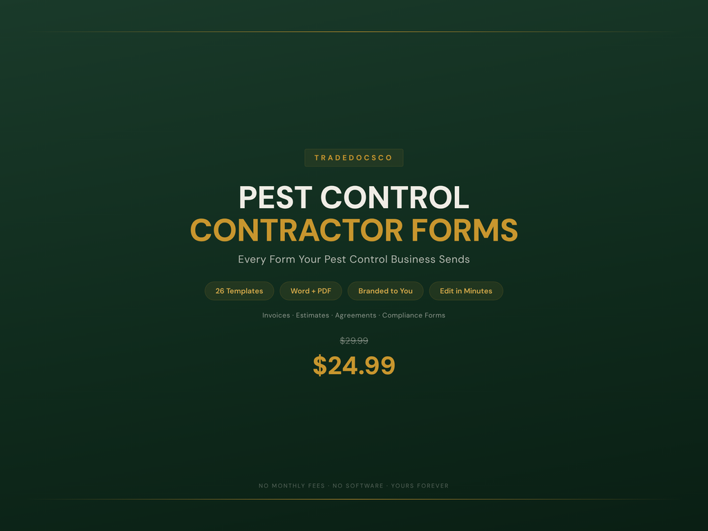 Pest Control Business Bundle — Pest Control contractor forms member product