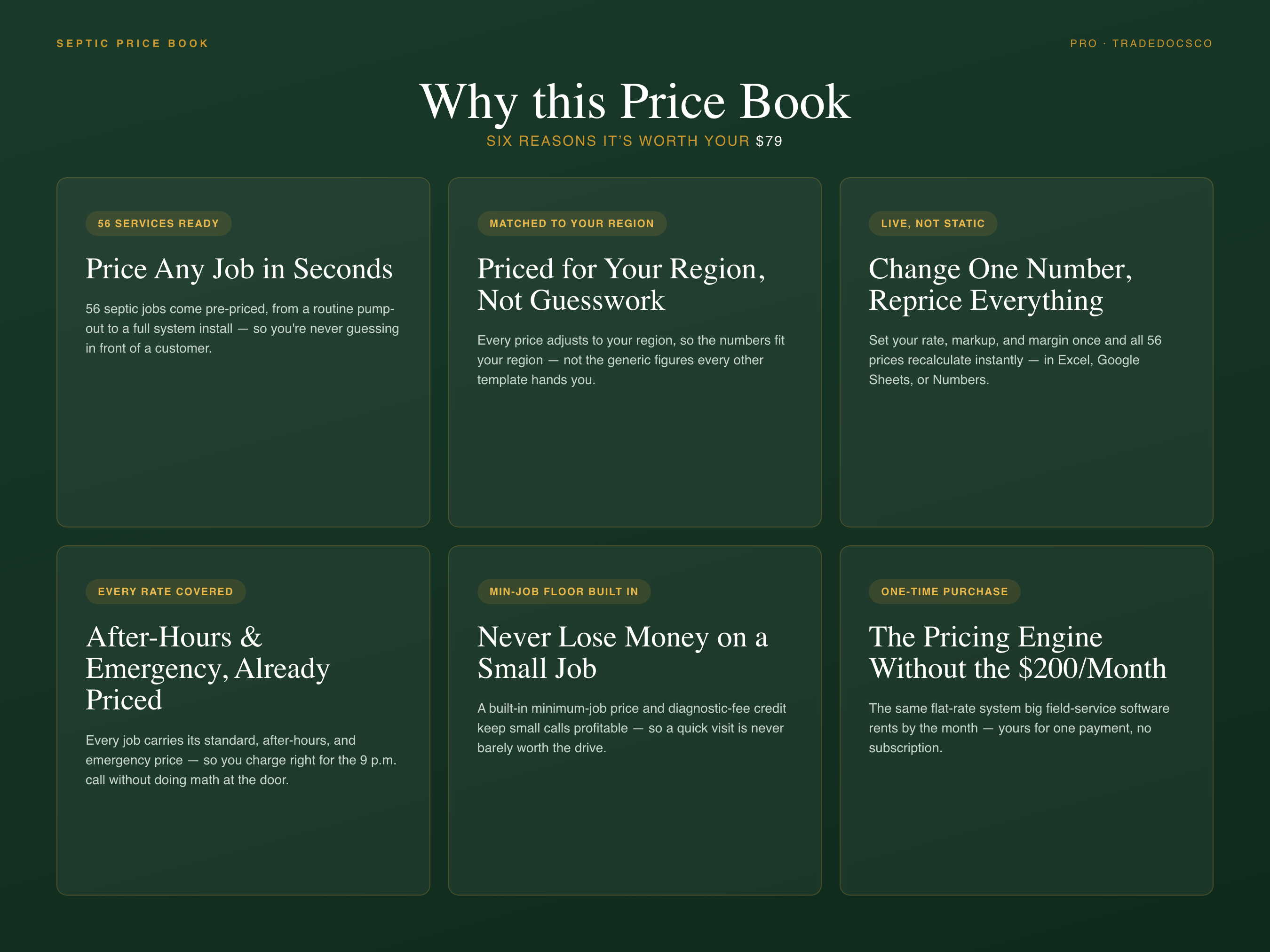 Septic Flat Rate Price Book — features and benefits
