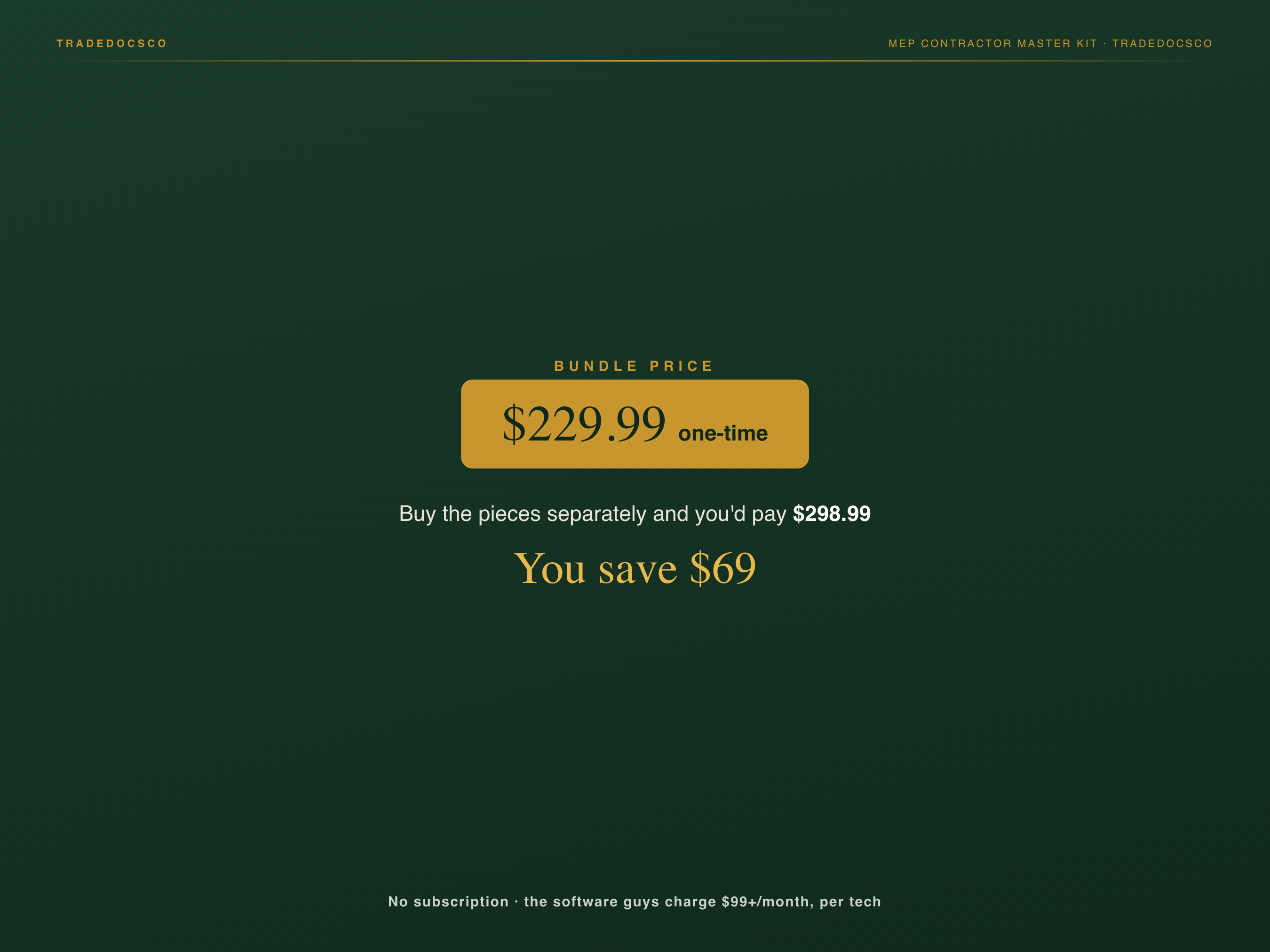MEP Contractor Master Kit — bundle contents and savings